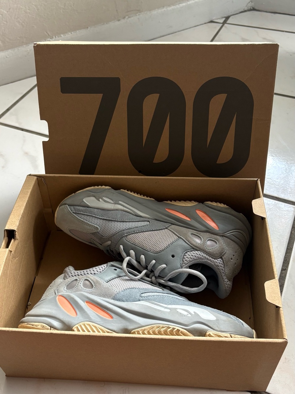 Yeezy Boost 700 Men’s Sneakers - Grey with Orange Accents
